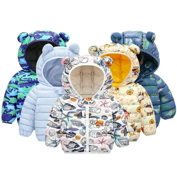 Godderr Newborn Baby Boys Girls Long Sleeve Down Coats,Toddler Kids Boys Girls Printing Down Jacket,Zipper Winter Coats,Short Casual Jacket for Boys Girls 9M-5Y