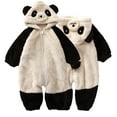 thumbnail image 1 of Godderr Newborn Baby Cartoon Jumpsuit Toddler Warm Hooded Rompers Fleece Onesies Loungewear Infant Winter Outfits,Baby Boys Girls Romper Pajamas Cute Bear Ear Bodysuits Outwear for 1M-2Y, 1 of 8