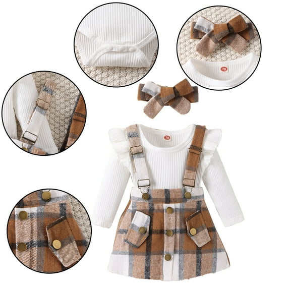 Godderr Newborn Baby Girls Clothes Long Sleeve Top + Skirts + Headband Outfits Fall Winter Cotton Autumn Winter Set for 0M-3T