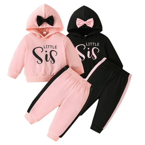 Godderr Newborn Baby Girls Hoodie Sweatshirt Pants Clothes Outfits for Girls Sweatsuits Top Trousers Spring Autumn Letter Long Sleeve Casual Clothing for 3M-3T