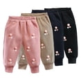thumbnail image 1 of Godderr 6M-4T Baby Toddler Fall Winter Warm Sweatpants for Girls Solid Color Padded Jogger Pants Stretch Sweat Pants Bottoms, 1 of 6