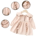 thumbnail image 1 of Godderr Newborn Baby Toddler Lacey Sweater Skirt 9M-4Y Lapel Pullover Knitwear Dress Fall Winter Skirt Outfit with Buttons for Girls, 1 of 8