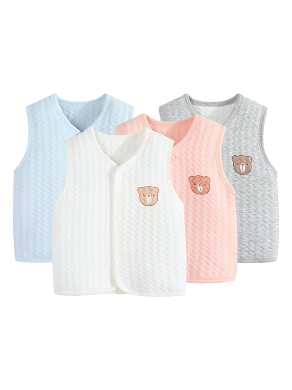 Newborn Baby Warm Jacket Cotton Vest Unisex Infant Padded Waistcoat Fall Winter Sleeveless Jacket for 3 Months-3 Years Girls&boys
