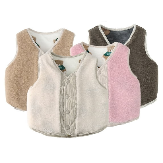 Godderr Newborn Baby Warm Vest Jacket for Girls Boys Winter Vest for Toddler Fleece Sleeveless Jacket Outerwear Lightweight Vests for 9M-5Y