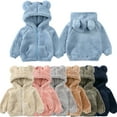 thumbnail image 1 of Godderr Newborn Girls Boys Ears Fleece Jacket with Hooded for Toddler Winter Outerwear Coat with Pockets Warm Long Sleeve Jacket Sweatshirt Outwear for 9M-6Y, 1 of 5