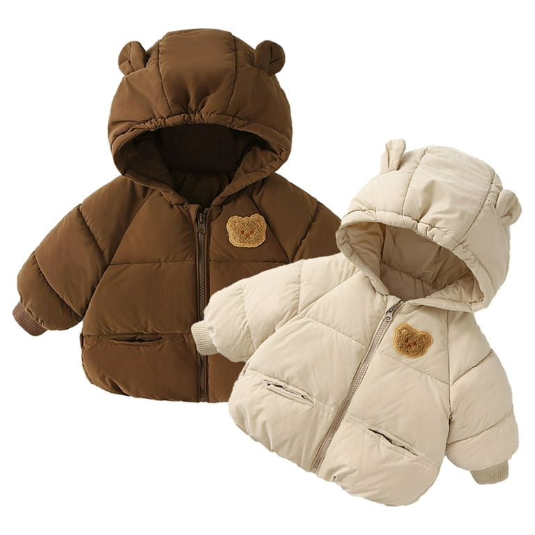 Godderr Newborn Kids Boys Girls Winter Jacket Ears Hooded Cotton