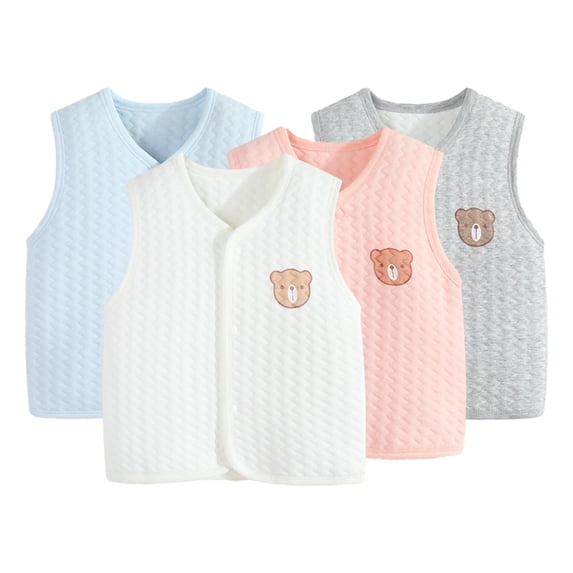 Godderr Newborn Toddler Winter Cotton Vest Girls Boys Warm Thickened Sleeveless Jacket Infant Puffer Waistcoat Unisex 3 Months-3 Years