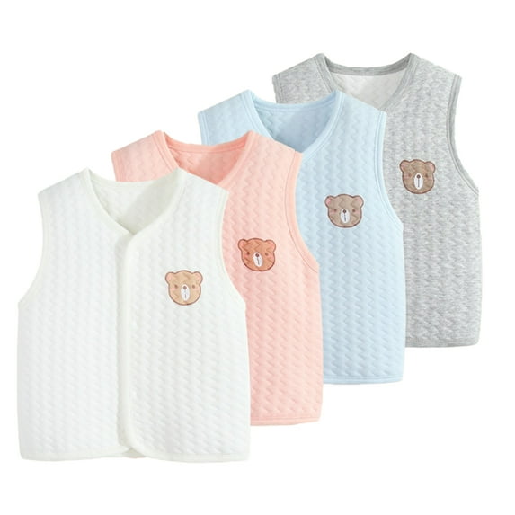 Godderr Newborn Toddler Winter Cotton Vest Girls Boys Warm Thickened Sleeveless Jacket Infant Puffer Waistcoat Unisex 3 Months-3 Years