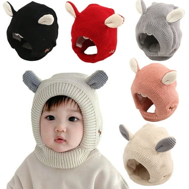 Godderr Newborn Toddler Winter Hats 8 Months-3 Years Old Knitted Cap Baby Ear Protection Hats Boys Girls Padded Warm Hats