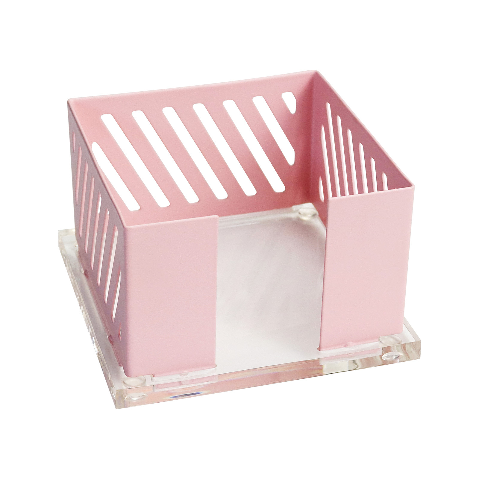 Godderr Office Supplies Durable Acrylic+stainless Steel Post It Note Dispenser, Cute Pink for