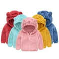 thumbnail image 1 of Godderr Boys Girls Warm Winter Fleece Coat for Kids Toddle，9M-5Y Newborn Thick Overcoat Ears Hooded Solid Color Baby Fleece Jacket, 1 of 7