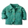 thumbnail image 1 of Godderr Toddler Baby Boy Girl Short Denim Jacket Simple V-Neck Button Long-Sleeved Outerwear, 1 of 5