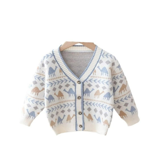 Godderr Toddler Baby Boy's Cardigan Outerwear, Baby Infant Sweater, Kids Cartoon V-Neck Knit Button Sweatshirt Sweaters Outer
