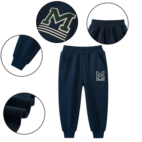 Godderr Toddler Baby Boys Jogger Sweatpants for Kids Casual Pants Autumn Winter Solid Colour Comfortable Sweatpants for 1-8Y