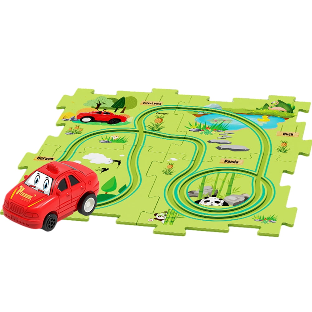 Godderr Toddler Baby Car Jigsaw Puzzle Track Play Set Kids Car Toy