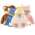 thumbnail image 1 of Godderr Toddler Baby Girls Boys Fleece Hooded Jacket Kids Zip Up Coat Winter Warm Bear Ear Cute Jackets Newborn Autumn Winter Outerwear for 4M-5Y, 1 of 6