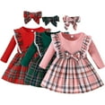 thumbnail image 1 of Godderr Toddler Baby Girls Christmas Dress Ruffle Long Sleeve Buffalo Check Plaid Tutu Lace Newborn Dress Kids Fall Winter Princess Dress,Sizes 3M-3Y, 1 of 7