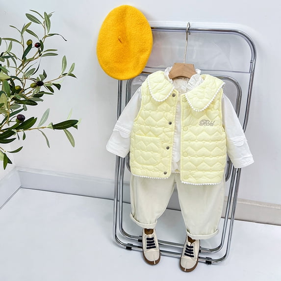 Godderr Toddler Baby Girls Cotton Vest Fall Winter Sleeveless Fleece Coats Button Lapel Outwear 9M-6Y Thicken Warm Jacket