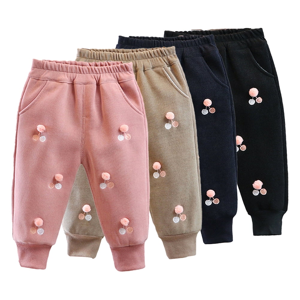 Godderr Toddler Baby Girls Fleece Jogger Pants Infant Warm Trousers