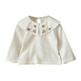thumbnail image 1 of Godderr Toddler Baby Girls Pullover Shirt Girl Baby Doll Collar Long Sleeve Solid Color Shirt T-Shirts Newborn Cotton Shirt, 1 of 5