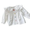 thumbnail image 1 of Godderr Toddler Baby Girls Ruffle Shirt Kids Clothes Long Sleeve Ruffles White Shirt Top Button down Undershirt Shirt for 9M-4Y, 1 of 6