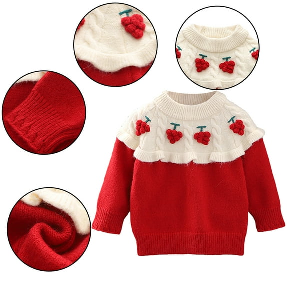 Godderr Toddler Baby Girls Sweet Sweater Newborn Knit Pullover Sweater Shirts Tops Fall Winter Outwear for 9M-6Y