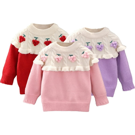 Godderr Toddler Baby Girls Sweet Sweater Newborn Knit Pullover Sweater Shirts Tops Fall Winter Outwear for 9M-6Y