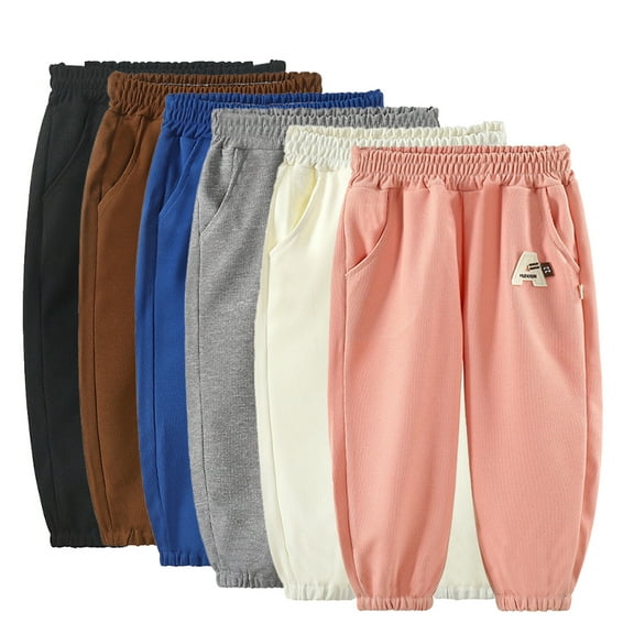 Godderr Toddler Baby Spring Sweatpants Versatile Waffle Pants Kids Cotton for Boys Girls Fall Unisex Kids Pants for 9M-12Y