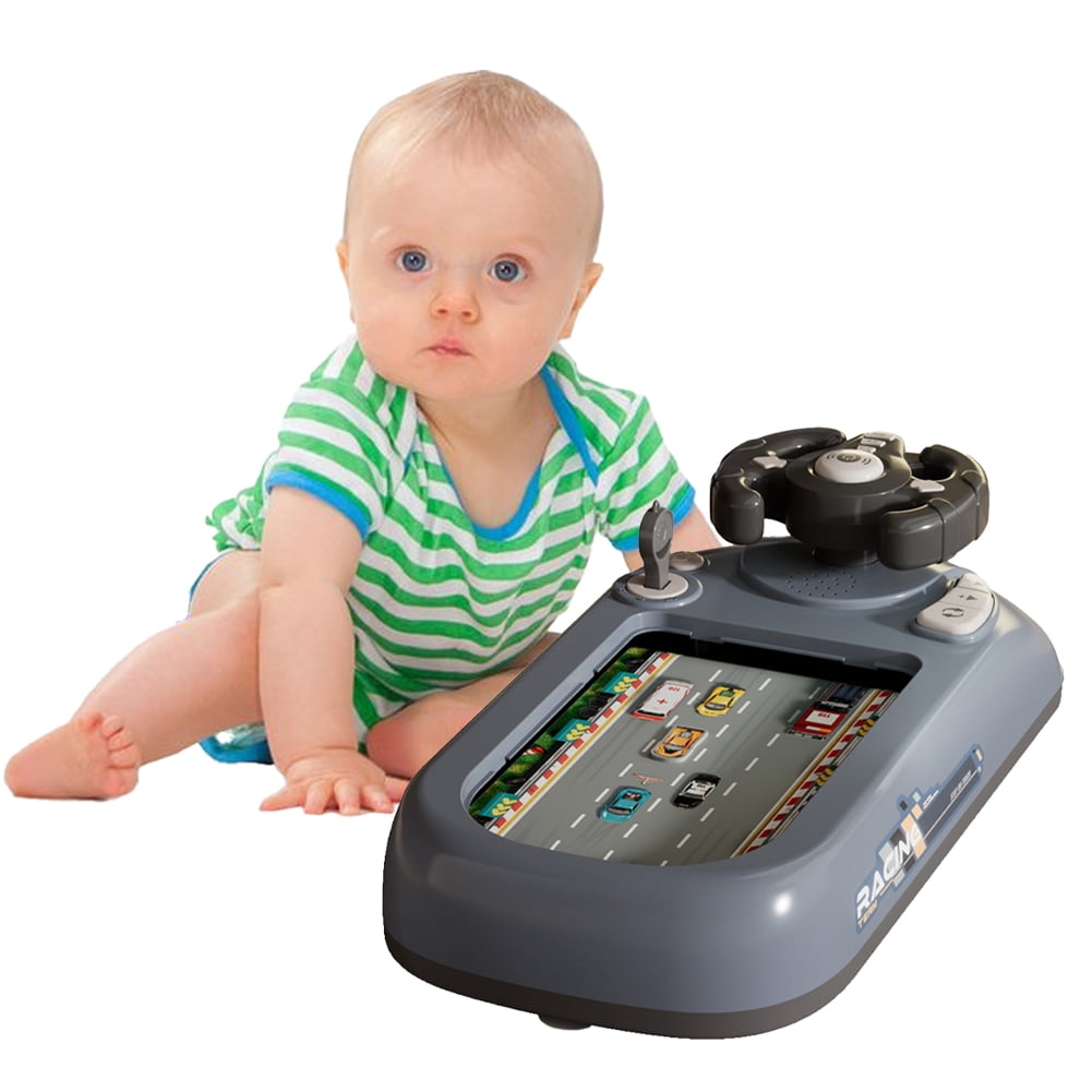 Volant De Course Simulateur Pour Enfants - Jouet Interactif Avec Sons, 43x22x13cm, Alimentation Par Batterie Ou Secteur - Bleu-gris - 11