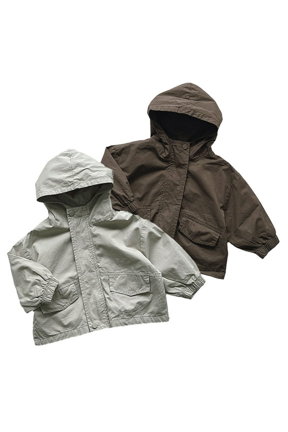 Toddler Baby Zipper Hooded Outwear Jackets for Boys Girls Autumn Solid Dust Coats 1-6T Windbreaker Light Outwear with Pocket