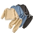 thumbnail image 1 of Godderr Toddler Boys 2pcs Sweatsuit Outfits 2-4Y Baby Boys Autumn Winter Sweatshirt Outfits 6M-24M Infant Long Sleeve Hooded Sweater Top + Sweatpants Pants 2PCs Set, 1 of 8