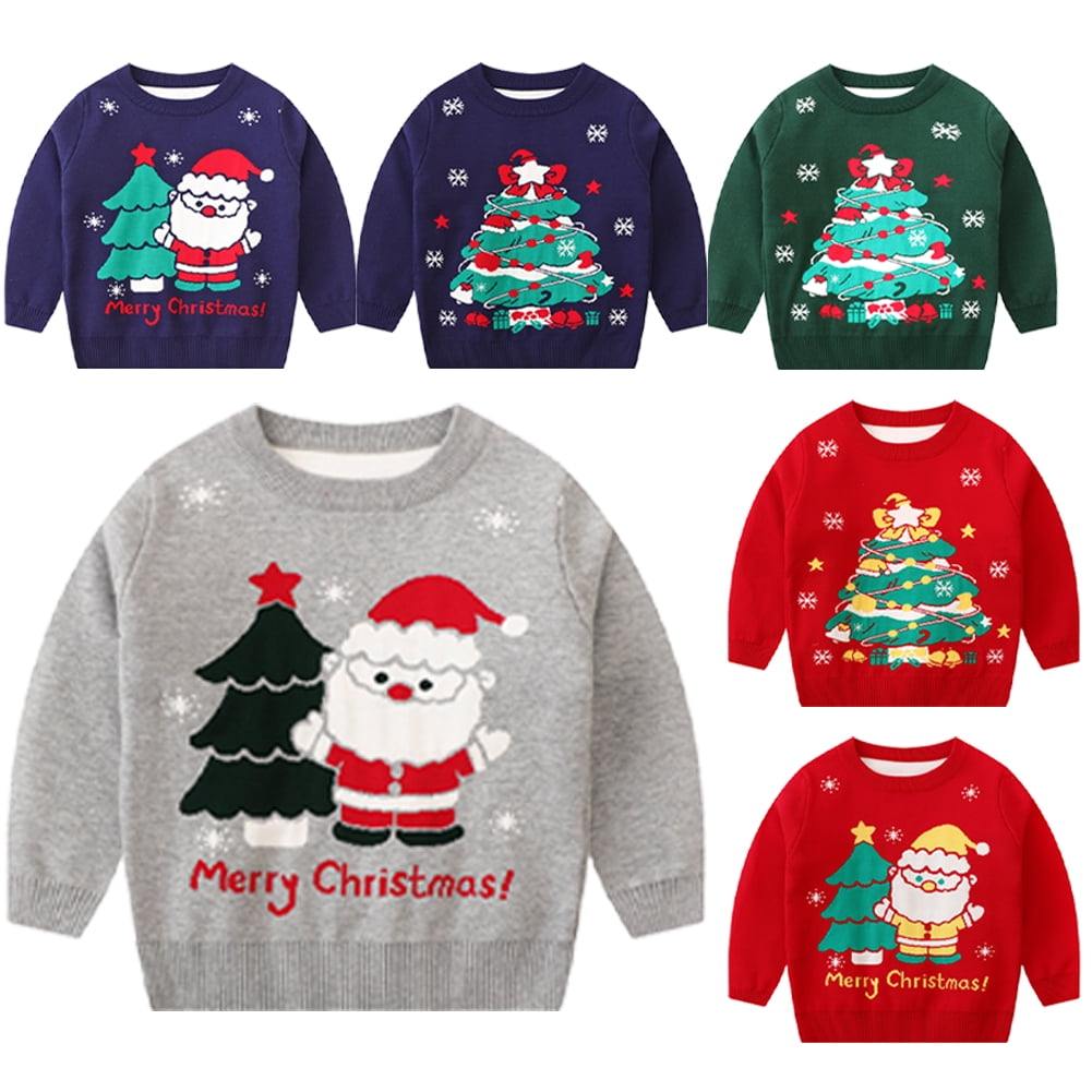 Godderr Toddler Boys Christmas Sweater for Kids Crewneck Sweater