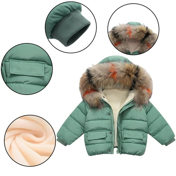 Godderr Toddler Boys Girls Hooded Snowsuit Coat for Kids Winter Cotton Jacket Warm Down Outerwear for 1-8Y