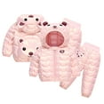 thumbnail image 1 of Godderr Toddler Boys Girls Down Jacket with Down Pants Outfits for 2PCS Baby Newborn Winter Coat Cotton Jacket Ears Hooded Warm Outerwear Set for 12M-5Y, 1 of 5