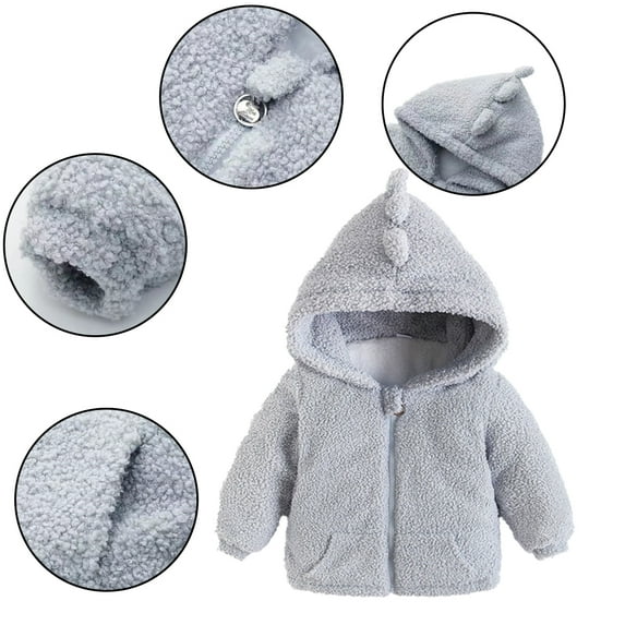 Godderr Toddler Boys Girls Warm Cotton Coats Winter Coat for Kids Baby Newborn Hooded Puffer Outerwear Cotton Jacket Coat Fleece Padded Thicken Long Sleeve Solid Colour Clothes for 9M-5Y