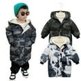 thumbnail image 1 of Godderr Toddler Boys Puffer down Jacket Winter Coat Long Puffer with Hooded for Baby Kids Button Down Baby Down Coat Outwear Thickened Warm Down Clothes for 2-10Y, 1 of 5