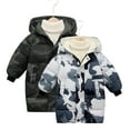 thumbnail image 1 of Godderr Toddler Boys Puffer down Jacket Winter Coat Long Puffer with Hooded for Baby Kids Button Down Baby Down Coat Outwear Thickened Warm Down Clothes for 2-10Y, 1 of 5