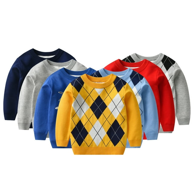 Godderr Toddler Boys Pullover Sweater for Baby kids Cotton Sweater Long