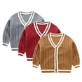 thumbnail image 1 of Godderr Toddler Boys V-Neck Cardigan for Kids Baby Knit Sweater Fall Winter Warm Cardigan Sweater Jacket for 1-7Y, 1 of 5