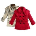 thumbnail image 1 of Godderr Toddler Girls Dress Coat Kids Trench Coat Outerwear Winter Long-Sleeved Lightweight Trench Button Coat for 3-10Y, 1 of 5
