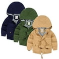 thumbnail image 1 of Godderr Toddler Hooded Cotton Coat for Kids Girls Boys Warm Winter Coat Solid Colour Warm Outwear for 3-10Y, 1 of 1
