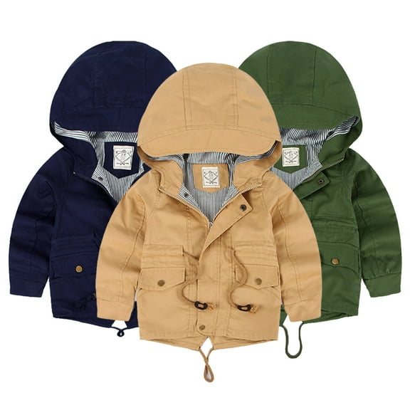 Godderr Toddler Hooded Cotton Coat for Kids Girls Boys Warm Winter Coat Solid Colour Warm Outwear for 3-10Y