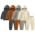 thumbnail image 1 of Godderr 2Pcs Kids Baby Winter Fleece Tracksuits Sweatshirt Top and Pants Fall Outfit Set, 1-7Y Unisex Toddler Warm Thick Track Hoodie Suits Jogger Pants Set for Boys Girls, 1 of 7
