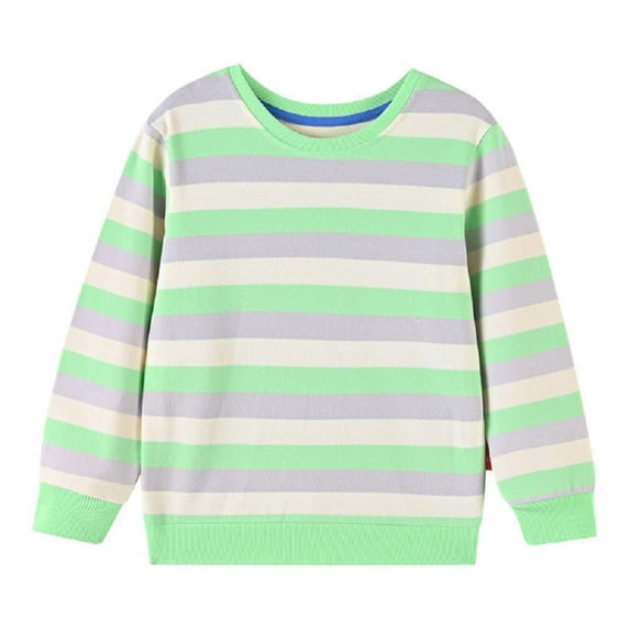 Godderr Toddler Kids Baby Girl Clothes Long Sleeve Pullover Crewneck Casual Stripes Sweatshirt
