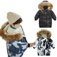 thumbnail image 1 of Godderr Toddler Kids Baby Winter Cotton Outwears Jackets 1-10Y Hooded Camouflage Color Coats Mid-Length Fleece Warm Outwears for Girls Boys, 1 of 8