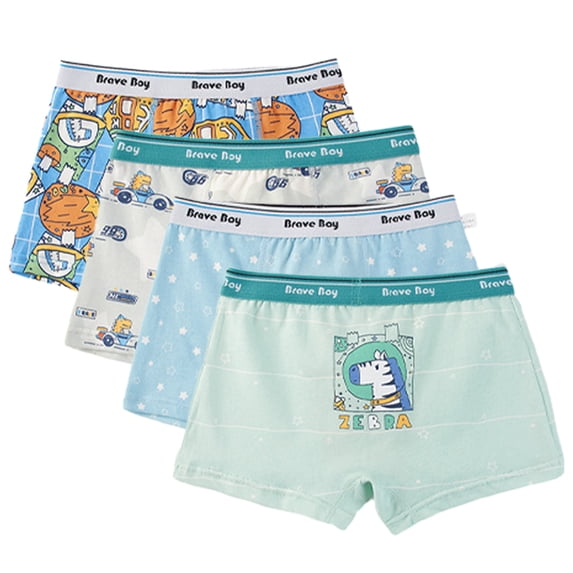 Godderr Toddler Kids Boxer Briefs 4PCS Boys Cotton Underwear Kids Underpants Soft Breathable Boxer Briefs for 2-14Y