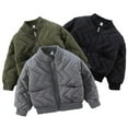 thumbnail image 1 of Godderr Toddler Kids Boys Baseball Jacket Varsity Style Coats Warm Sweatshirt Fall Winter Thickened Outerwear Button Cardigan Cotton Jacket 1-8 Years, 1 of 7