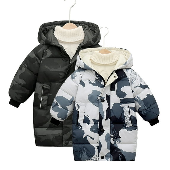 Godderr Toddler Kids Boys Girls Camouflage Warm Cotton Jacket,1-10 Years Old Thickened Winter Cotton Coats,Button Winter Cotton Coats,Long Sleeved Zipper Button Winter Coats