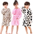 thumbnail image 1 of Godderr Toddler Kids Boys Girls Flannel Robes Cute Pattern Bathrobe Unisex Night-Robe Baby Flannel Hoodie Pajamas Sleepwear Fall Winter Loungewear for 1-10 Years Old, 1 of 7