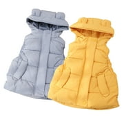 Godderr Toddler Kids Boys Girls Hooded Vest down jacket Cute ears Thickened Winter Jacket Tops Warm Outerwear Waistcoat 1-7Y